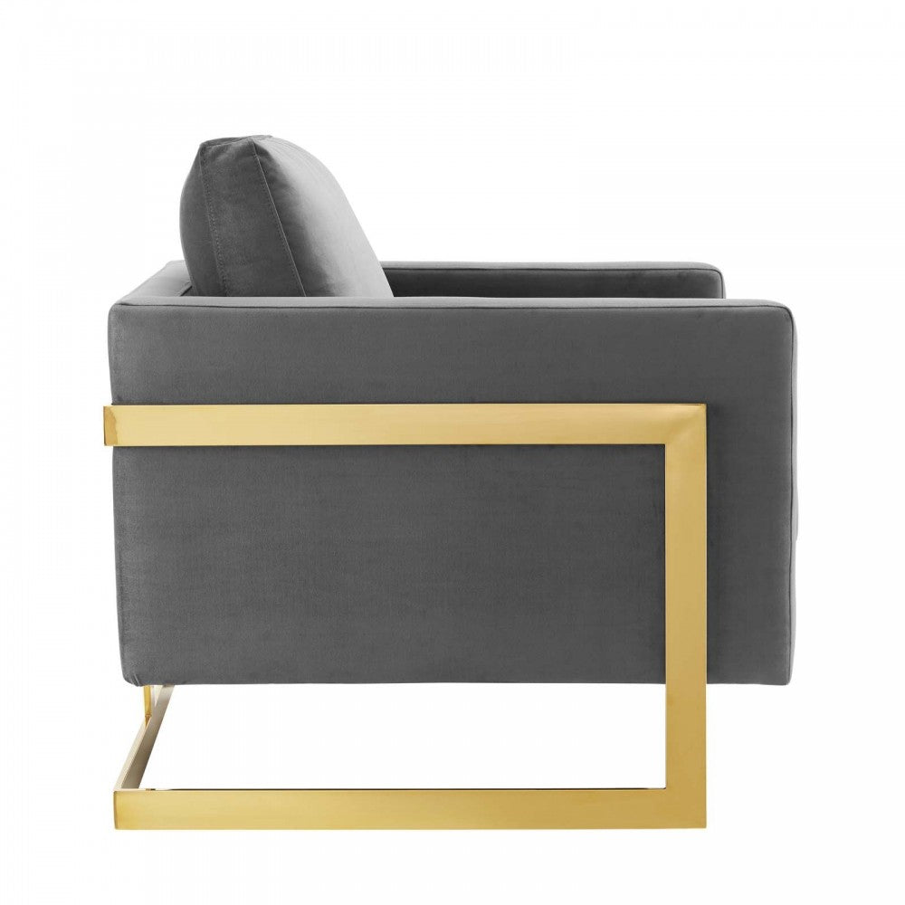 Posse Performance Velvet Accent Chair, Gold Gray