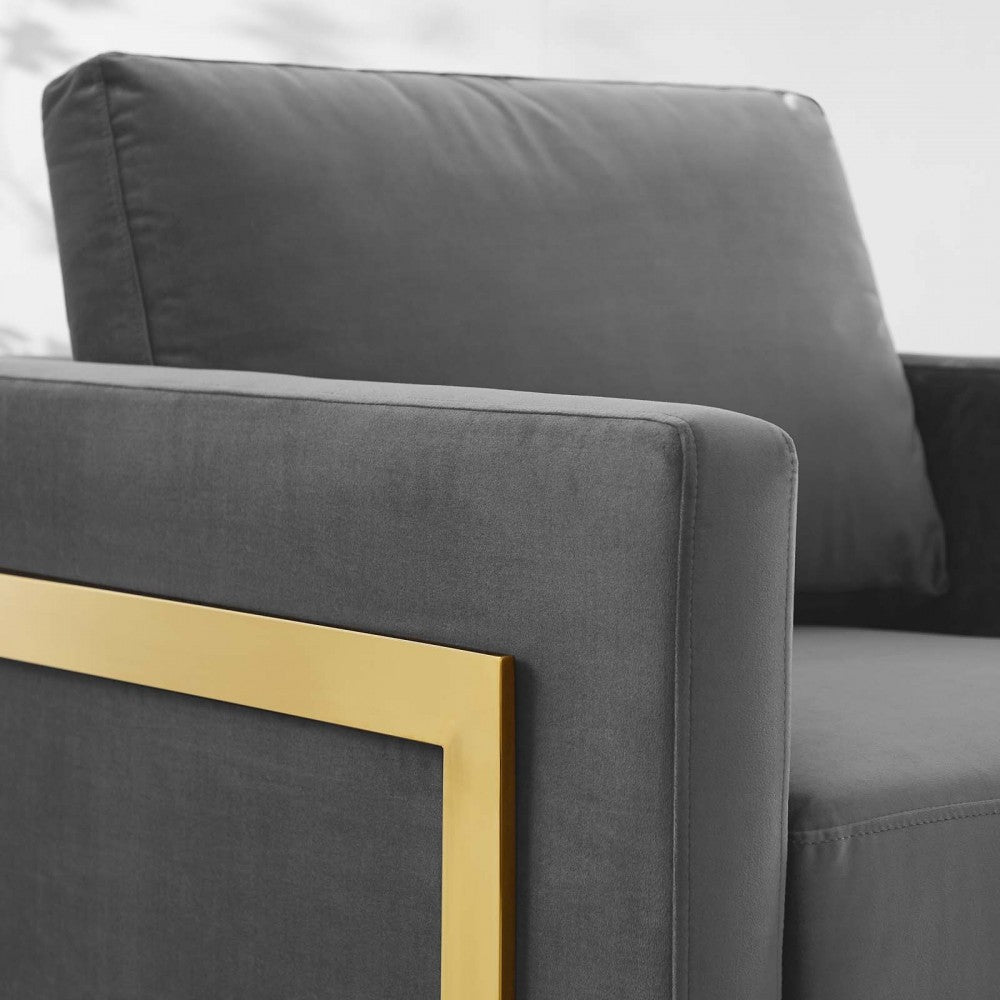 Posse Performance Velvet Accent Chair, Gold Gray