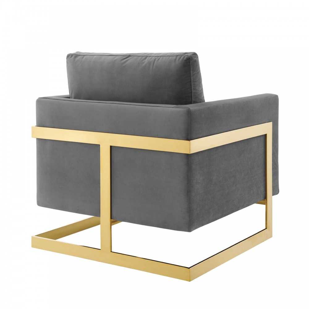 Posse Performance Velvet Accent Chair, Gold Gray