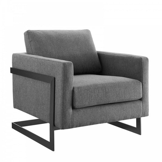 Posse Upholstered Fabric Accent Chair, Black Charcoal