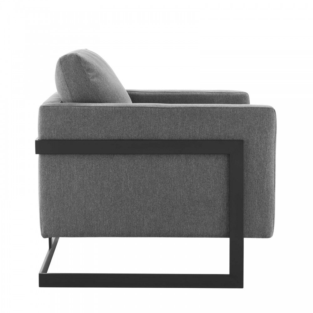 Posse Upholstered Fabric Accent Chair, Black Charcoal