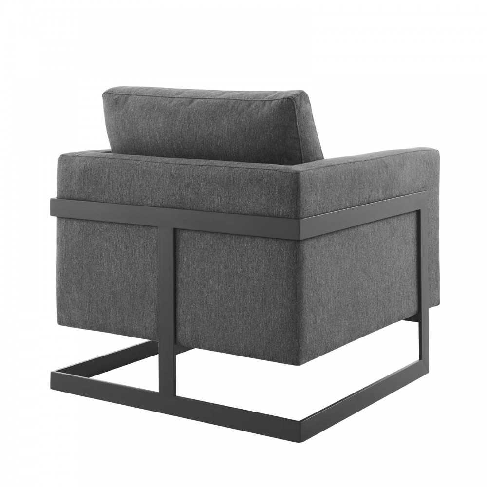 Posse Upholstered Fabric Accent Chair, Black Charcoal