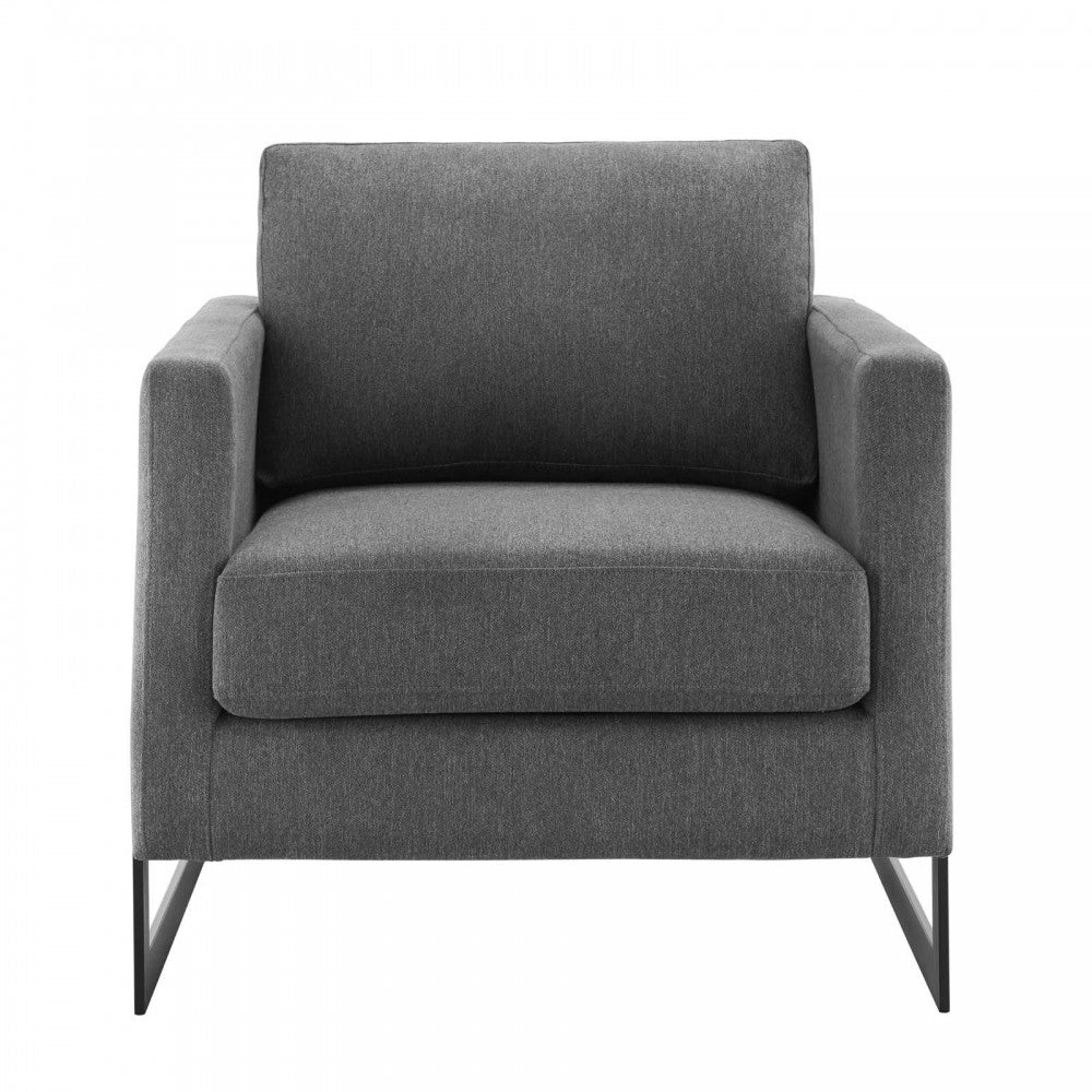 Posse Upholstered Fabric Accent Chair, Black Charcoal