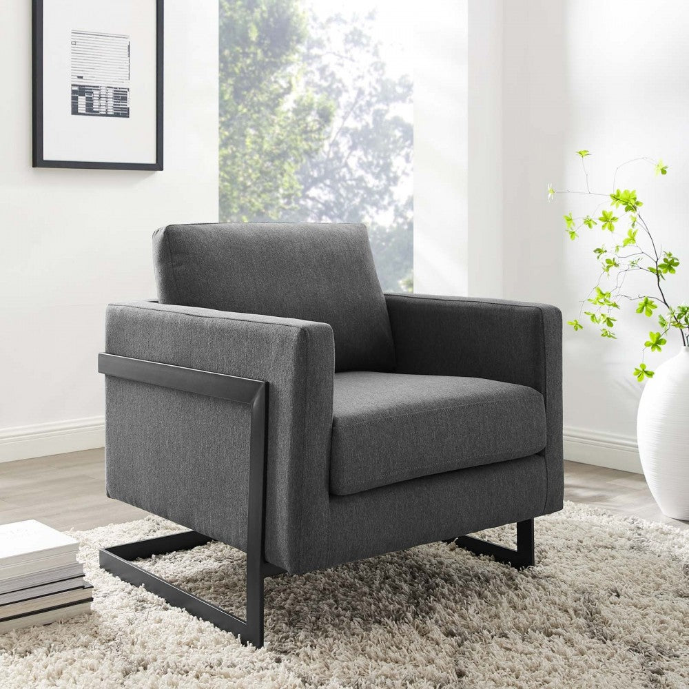 Posse Upholstered Fabric Accent Chair, Black Charcoal