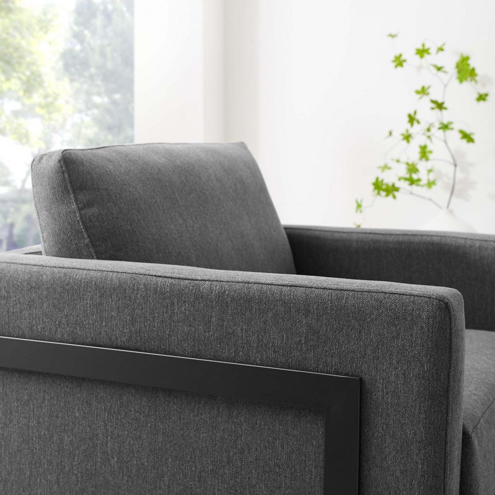 Posse Upholstered Fabric Accent Chair, Black Charcoal
