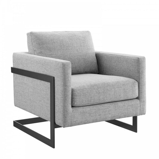 Posse Upholstered Fabric Accent Chair, Black Light Gray