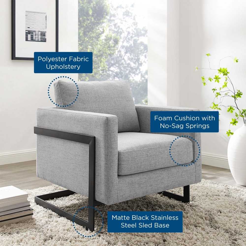 Posse Upholstered Fabric Accent Chair, Black Light Gray