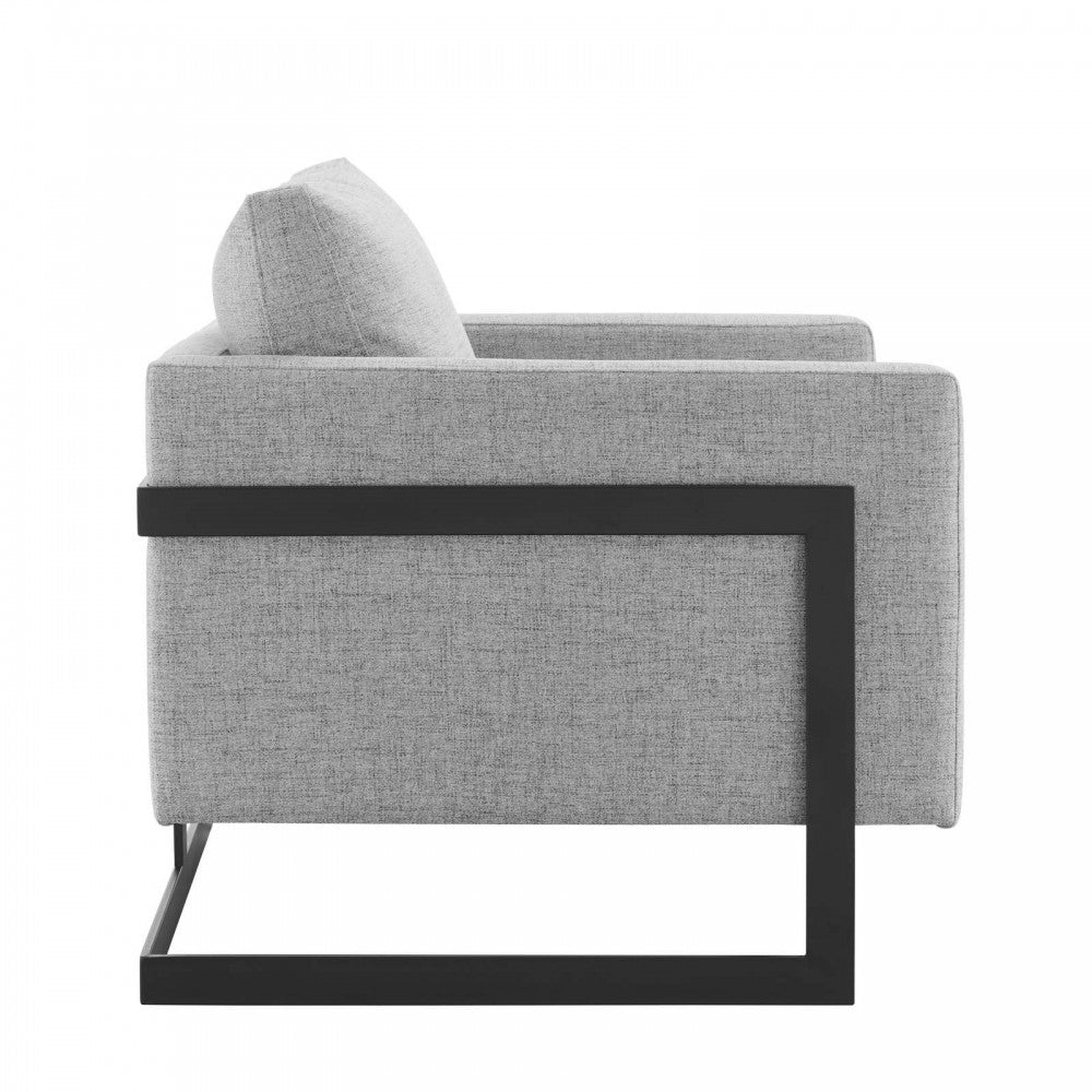 Posse Upholstered Fabric Accent Chair, Black Light Gray