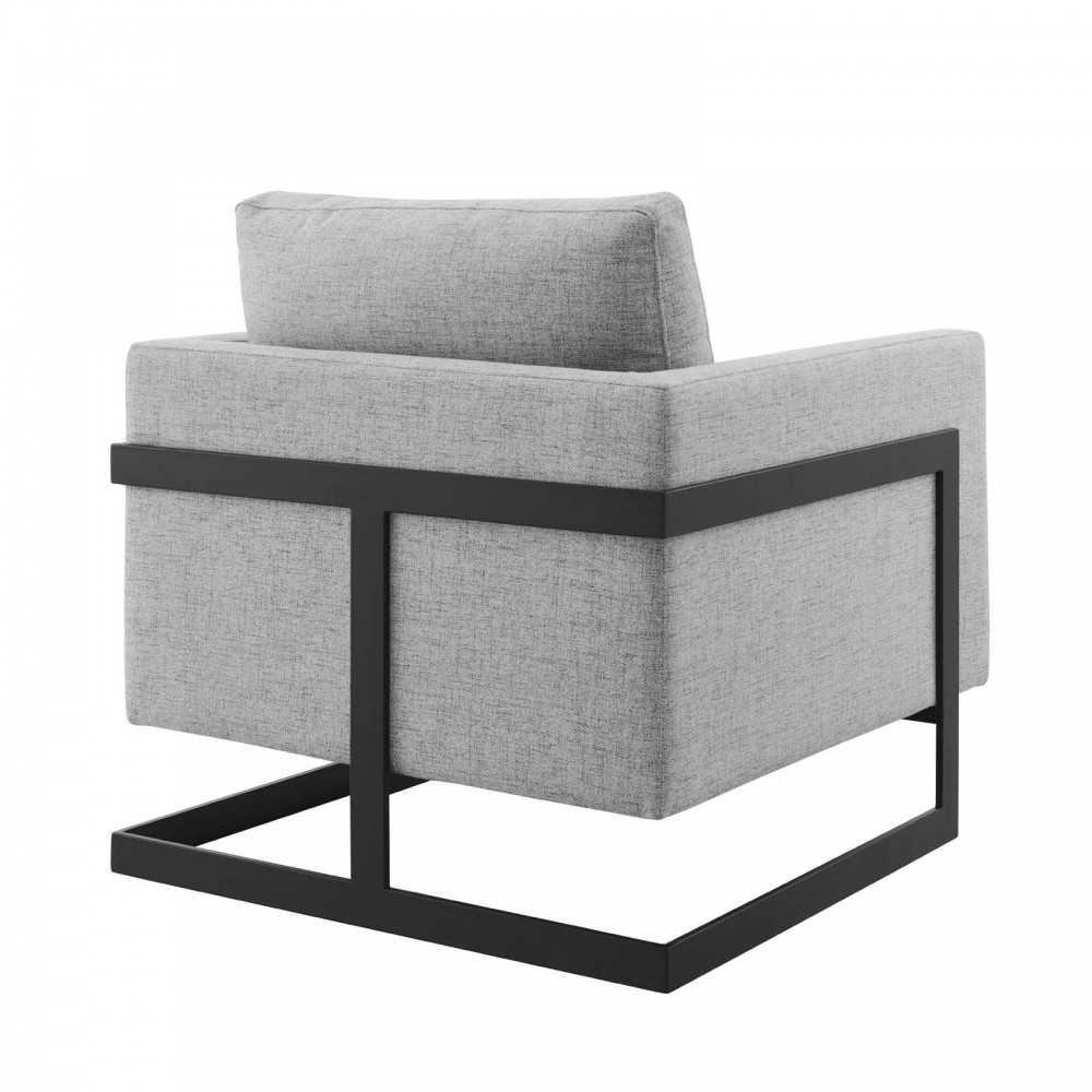 Posse Upholstered Fabric Accent Chair, Black Light Gray