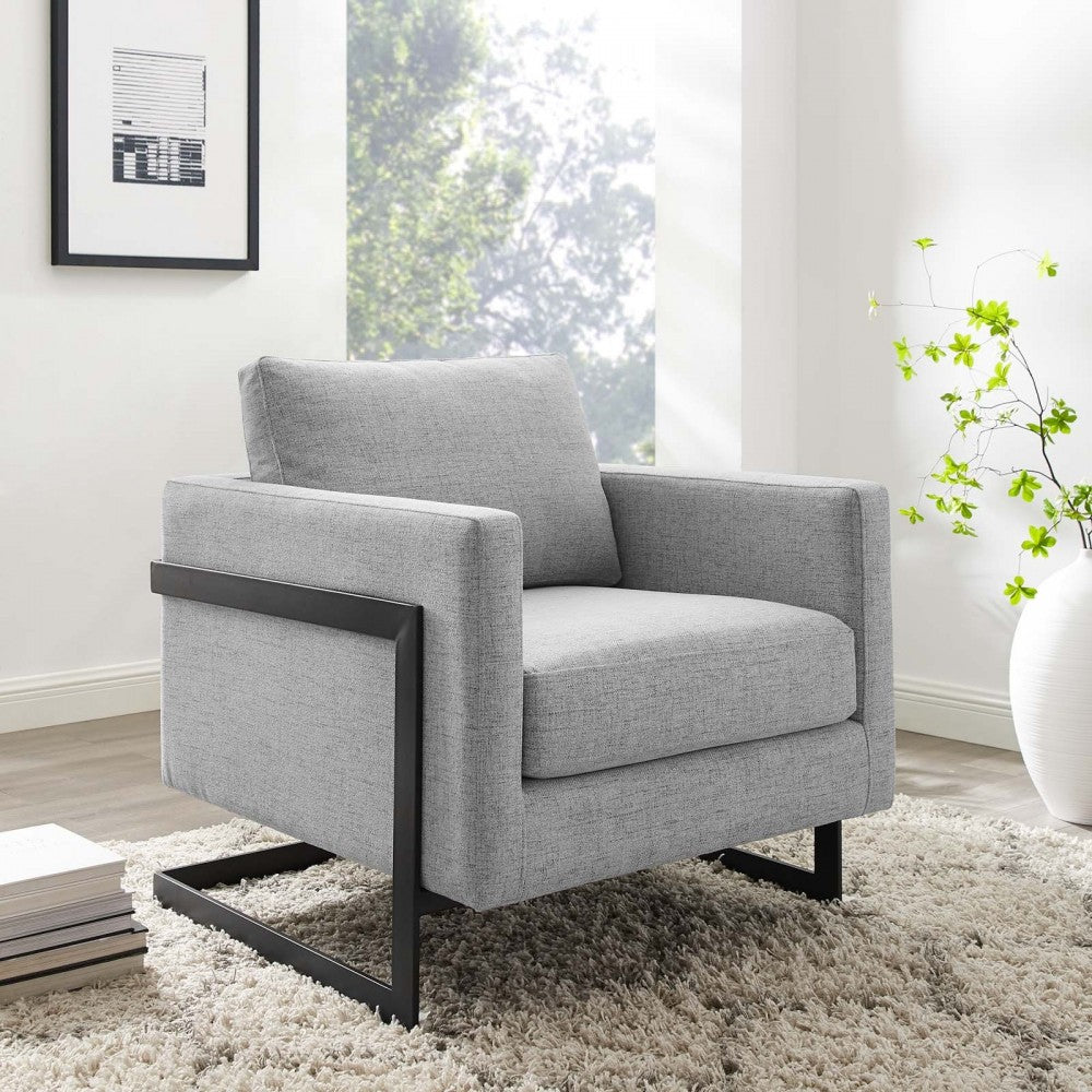 Posse Upholstered Fabric Accent Chair, Black Light Gray