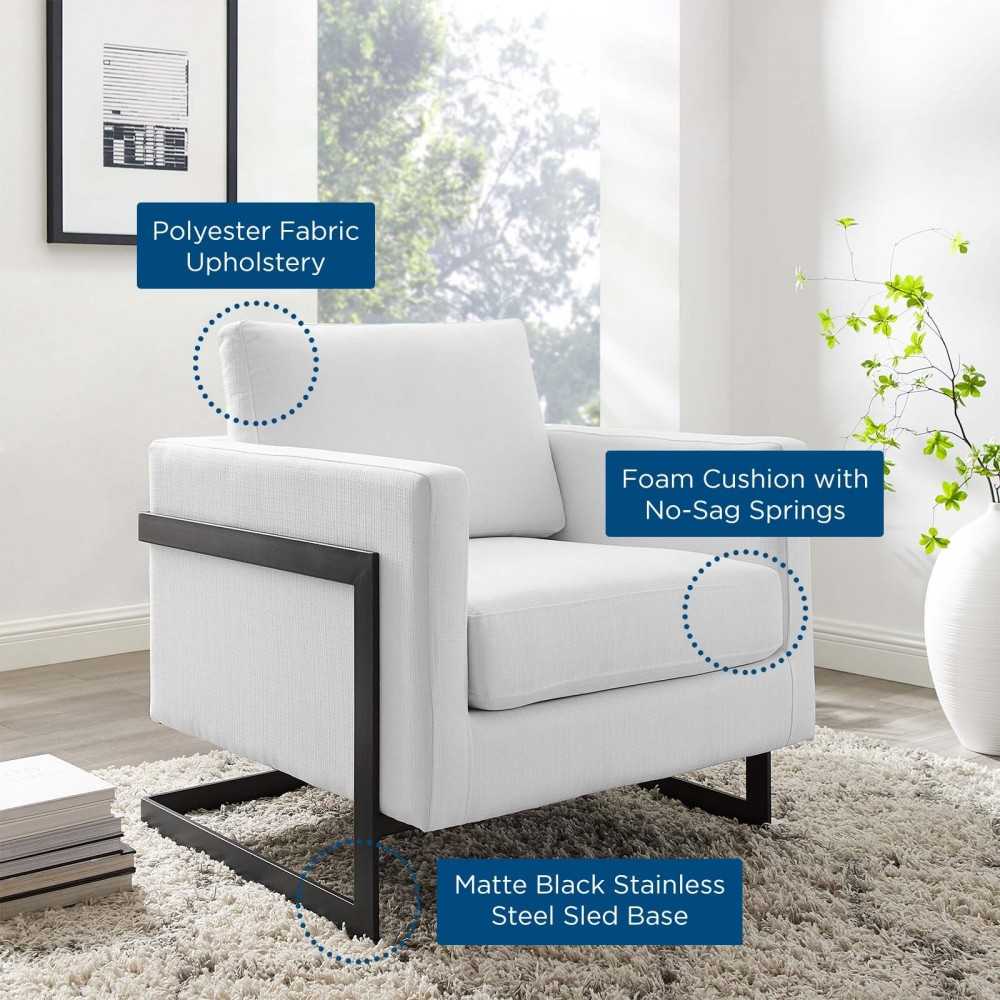Posse Upholstered Fabric Accent Chair, Black White