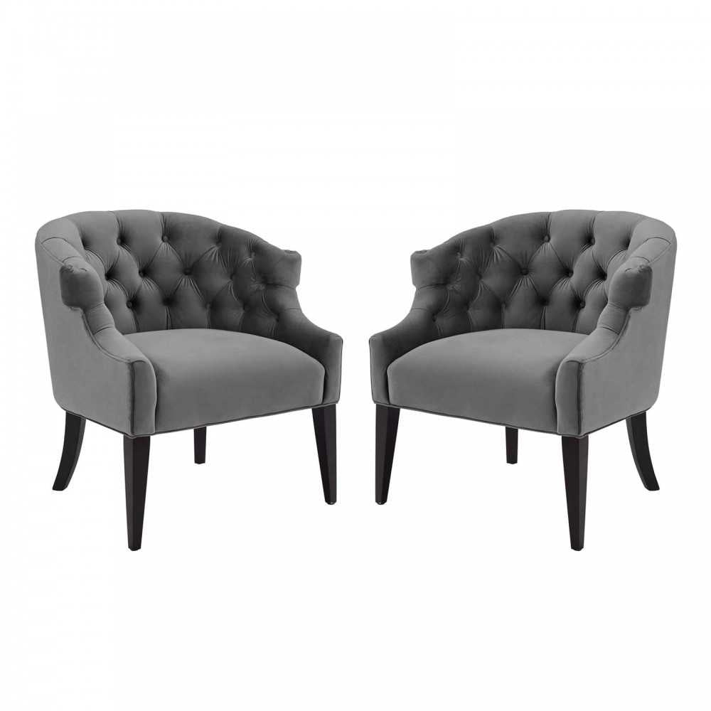 Precept Armchair Performance Velvet Set of 2, Gray