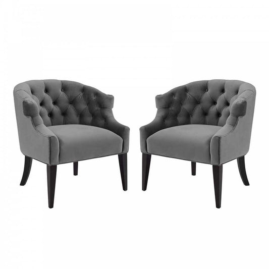 Precept Armchair Performance Velvet Set of 2, Gray