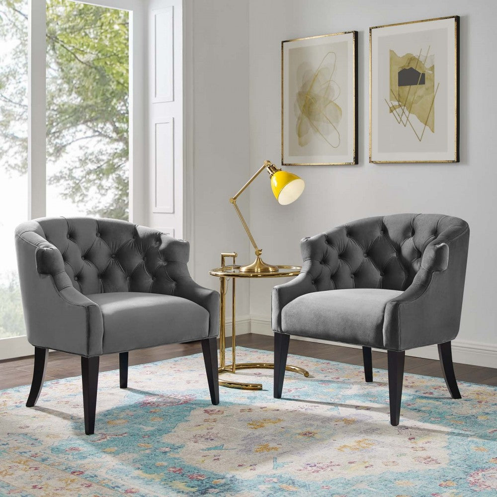 Precept Armchair Performance Velvet Set of 2, Gray