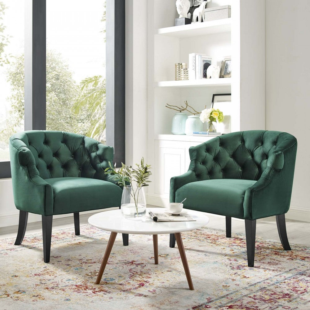 Precept Armchair Performance Velvet Set of 2, Green
