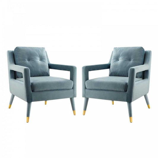 Premise Armchair Performance Velvet Set of 2, Light Blue