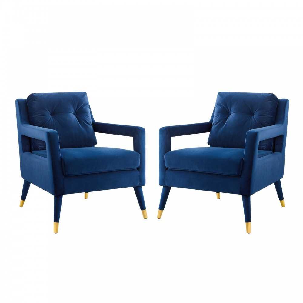Premise Armchair Performance Velvet Set of 2, Navy
