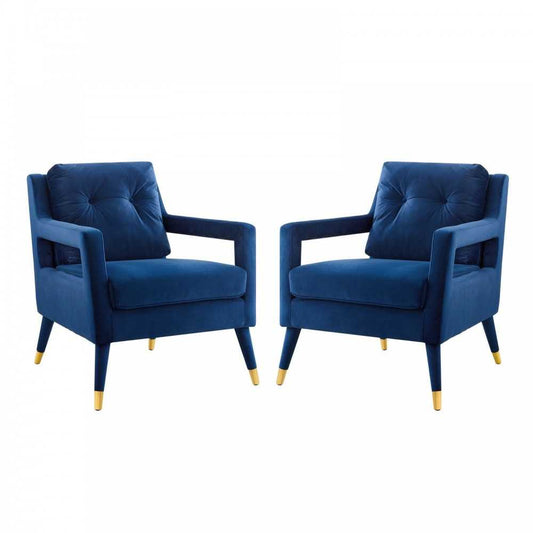 Premise Armchair Performance Velvet Set of 2, Navy