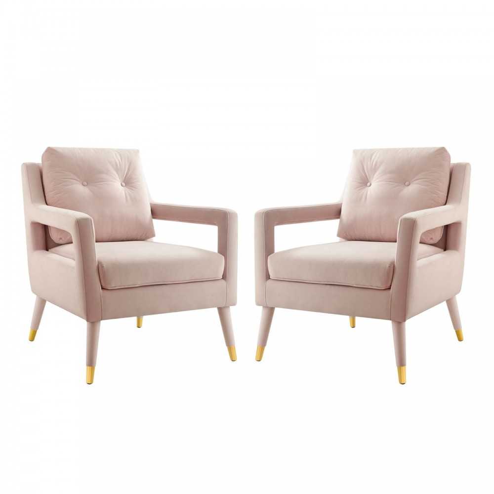 Premise Armchair Performance Velvet Set of 2, Pink