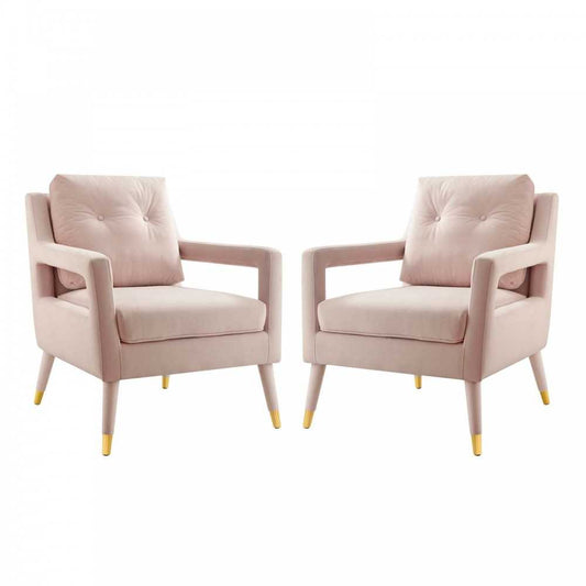 Premise Armchair Performance Velvet Set of 2, Pink