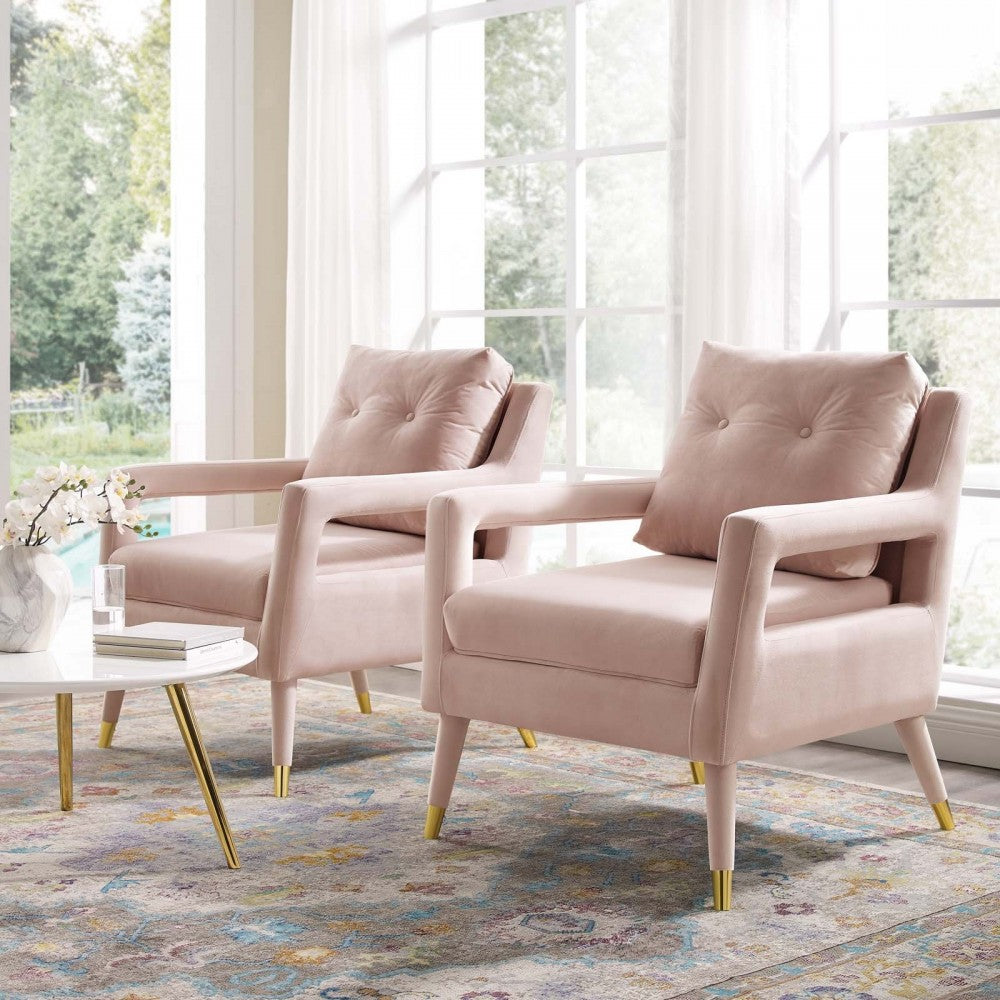 Premise Armchair Performance Velvet Set of 2, Pink