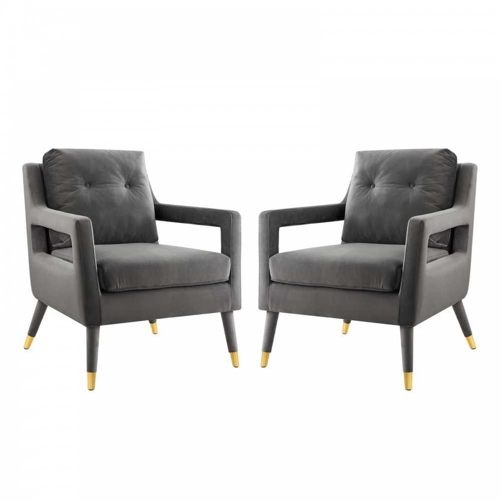 Premise Armchair Performance Velvet Set of 2, Gray