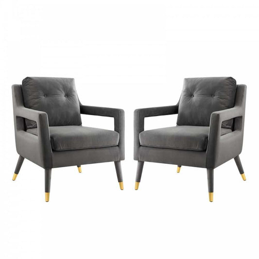 Premise Armchair Performance Velvet Set of 2, Gray