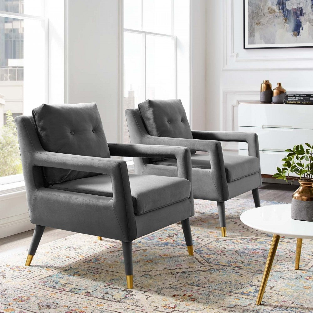 Premise Armchair Performance Velvet Set of 2, Gray