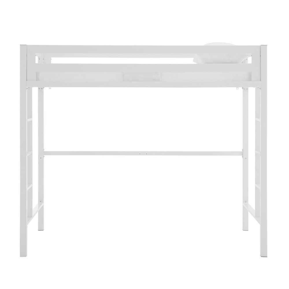 Premium Deluxe Twin Metal Loft Bed - White