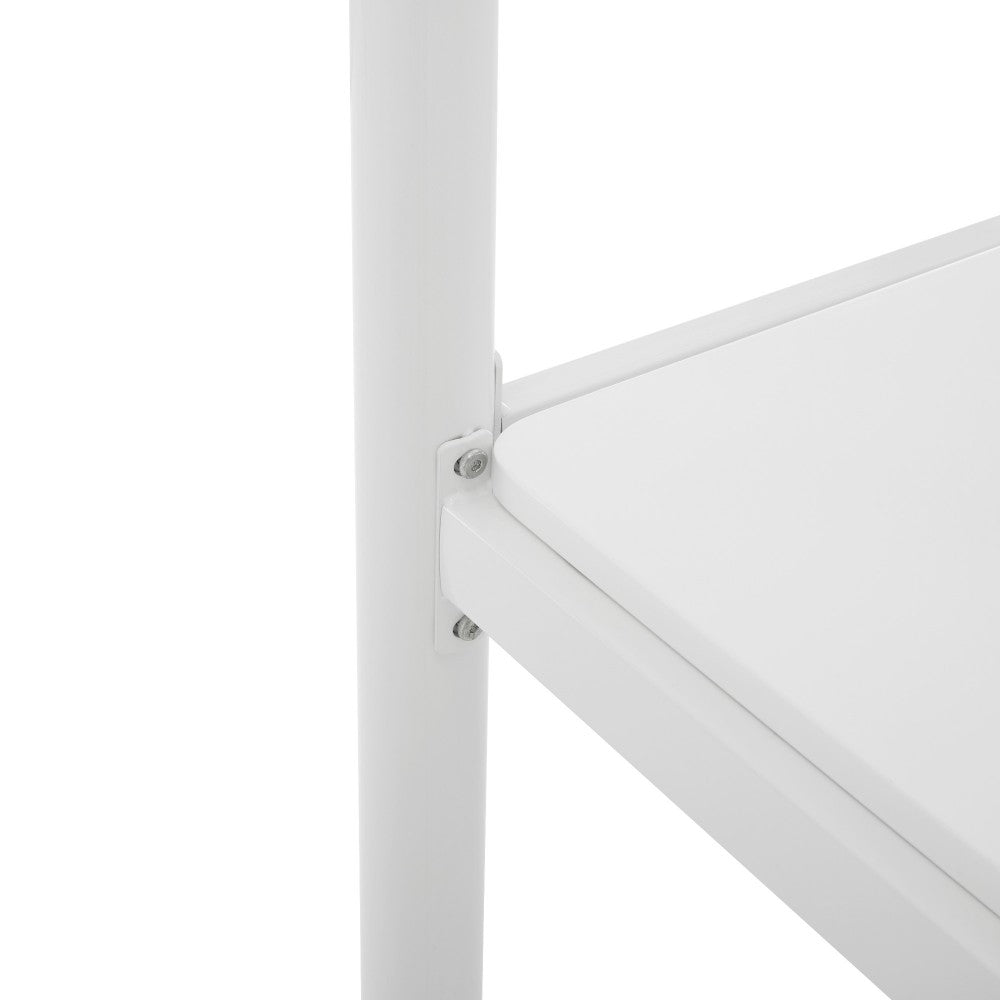 Premium Metal Full Size Loft Bed with Wood Workstation - White