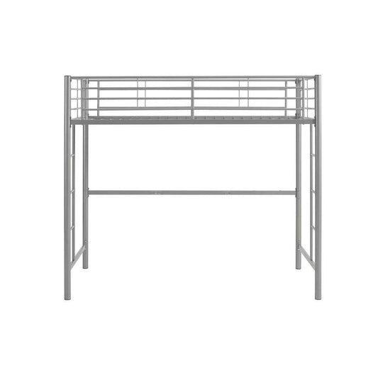 Premium Metal Twin Loft Bed - Silver