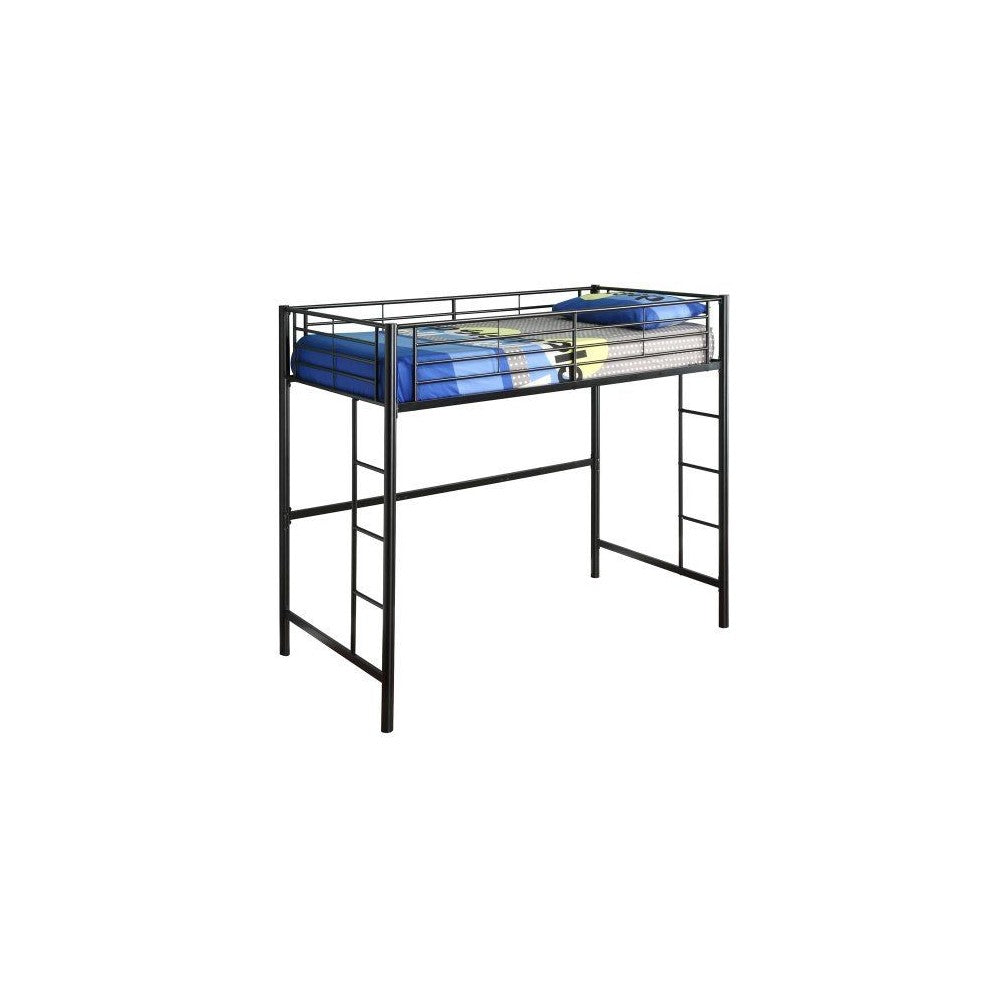 Premium Metal Twin Loft Bed with Workstation - Black