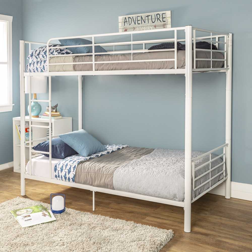 Premium Metal Twin over Twin Bunk Bed - White