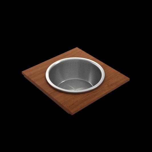 Prep Board Set for Workstation Sinks with Round Steel Mixing Bowl and Colander, Mahogany, 2320 0014