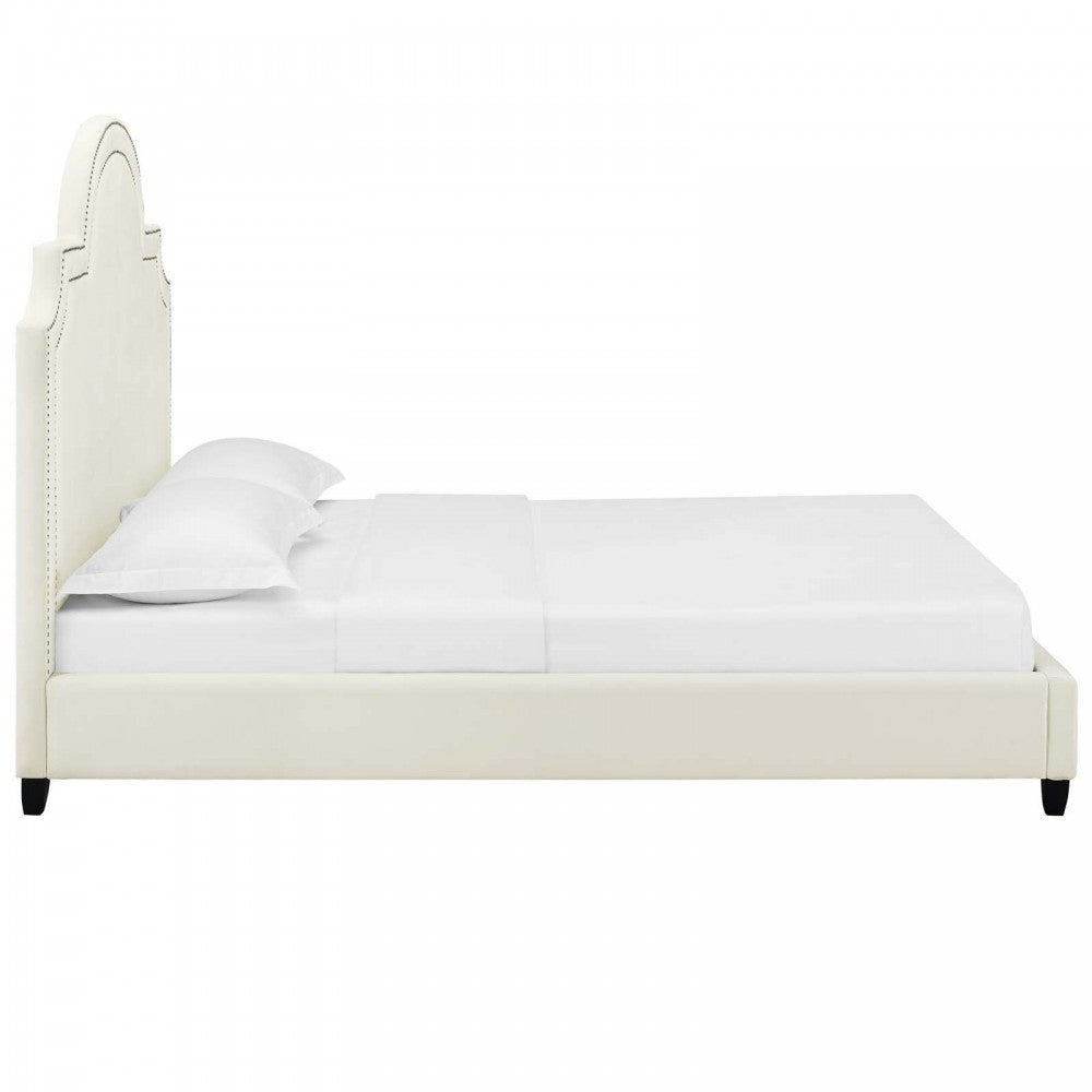 Primrose Queen Performance Velvet Platform Bed, Ivory