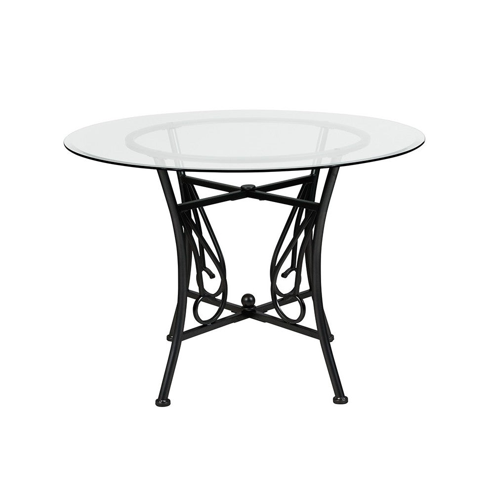 Princeton 42'' Round Glass Dining Table with Black Metal Frame