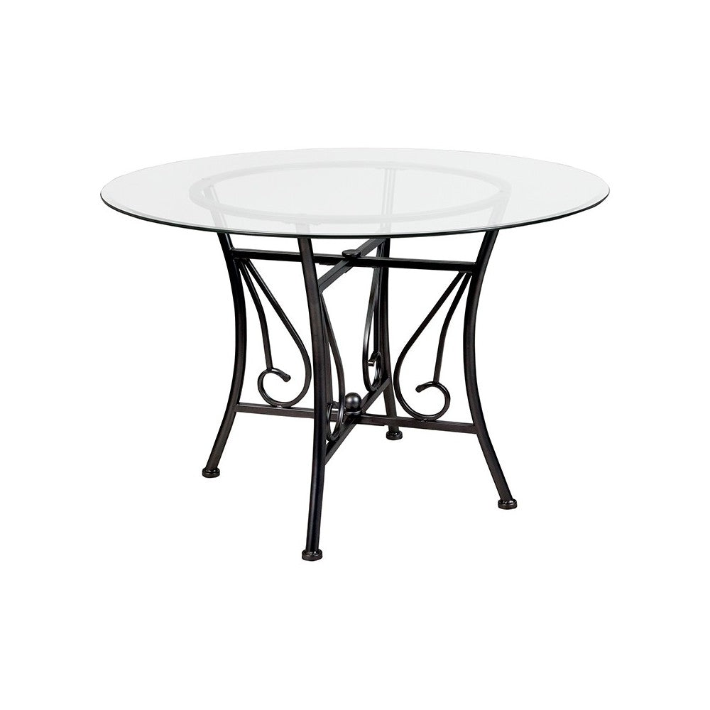 Princeton 45'' Round Glass Dining Table with Black Metal Frame