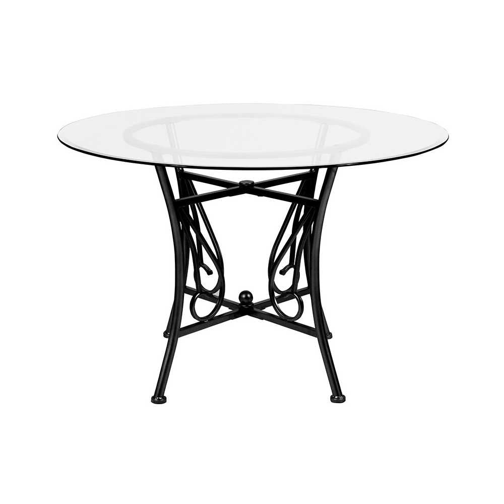 Princeton 45'' Round Glass Dining Table with Black Metal Frame