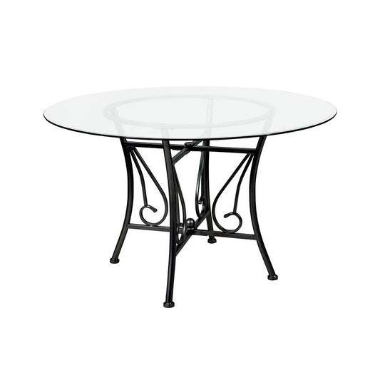 Princeton 48'' Round Glass Dining Table with Black Metal Frame