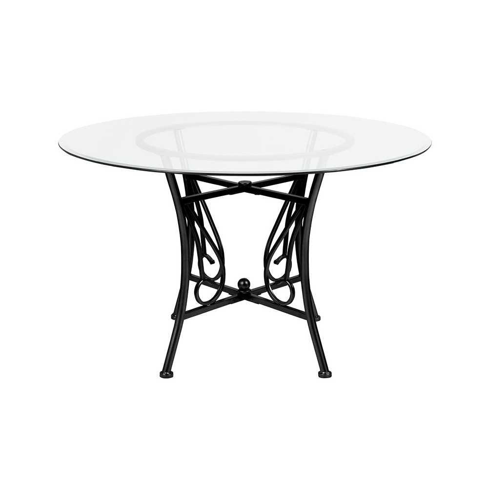 Princeton 48'' Round Glass Dining Table with Black Metal Frame