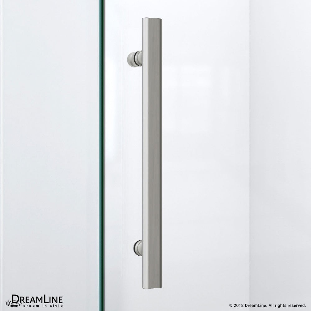 Prism Lux 36 in. x 74 3/4 in. Fully Frameless Neo-Angle Shower Enclosure in Brushed Nickel with Biscuit Base