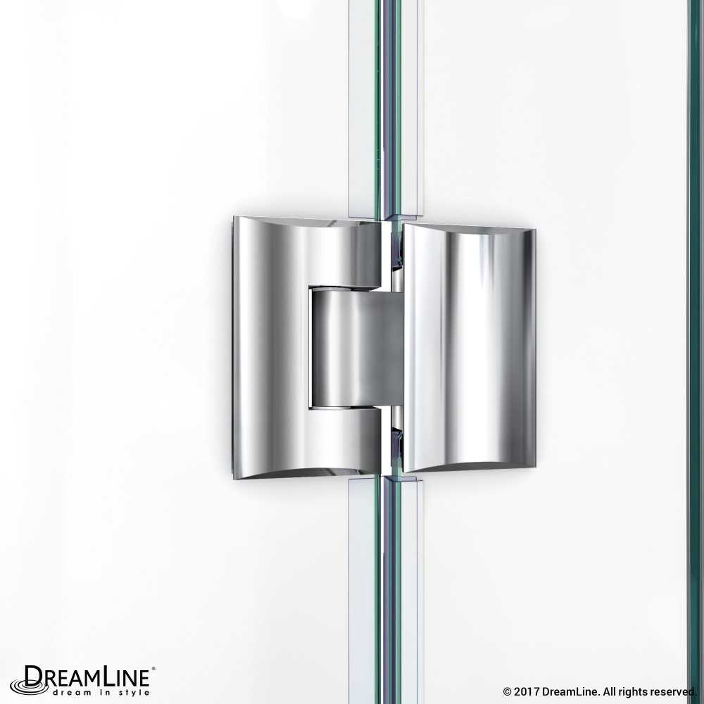 Prism Lux 36 in. x 74 3/4 in. Fully Frameless Neo-Angle Shower Enclosure in Brushed Nickel with White Base