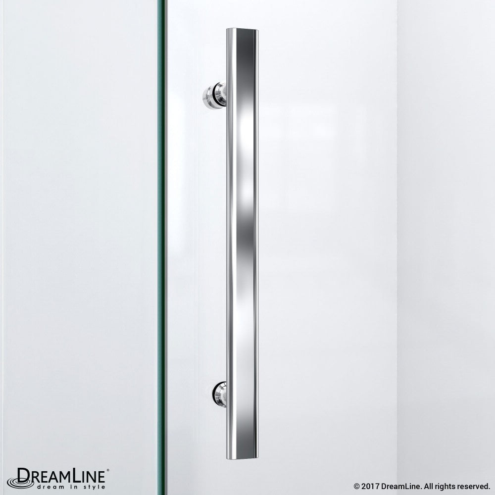 Prism Lux 36 in. x 74 3/4 in. Fully Frameless Neo-Angle Shower Enclosure in Chrome with Biscuit Base