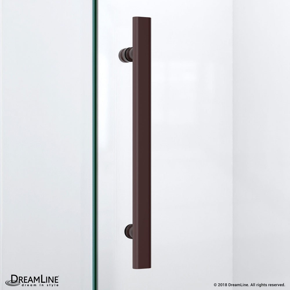 Prism Lux 36 in. x 74 3/4 in. Fully Frameless Neo-Angle Shower Enclosure in Oil Rubbed Bronze with Biscuit Base