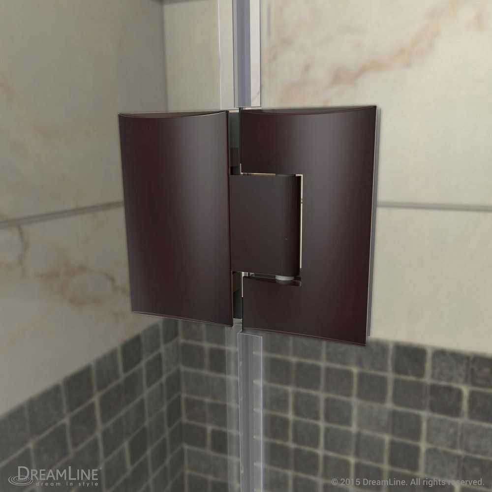 Prism Lux 36 in. x 74 3/4 in. Fully Frameless Neo-Angle Shower Enclosure in Oil Rubbed Bronze with Biscuit Base