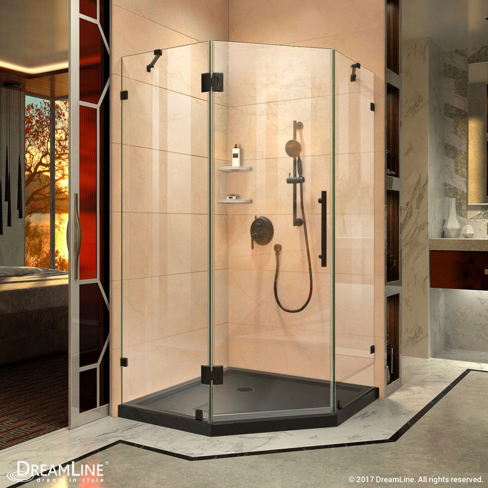 Prism Lux 36 in. x 74 3/4 in. Fully Frameless Neo-Angle Shower Enclosure in Satin Black with Black Base