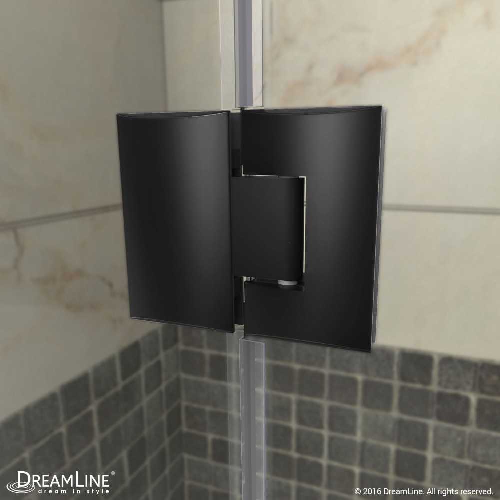 Prism Lux 36 in. x 74 3/4 in. Fully Frameless Neo-Angle Shower Enclosure in Satin Black with Black Base