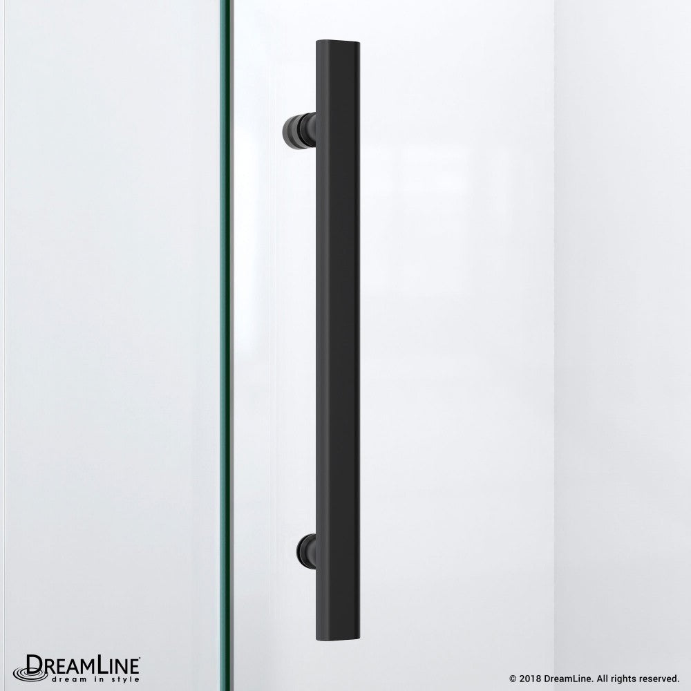 Prism Lux 36 in. x 74 3/4 in. Fully Frameless Neo-Angle Shower Enclosure in Satin Black with Black Base