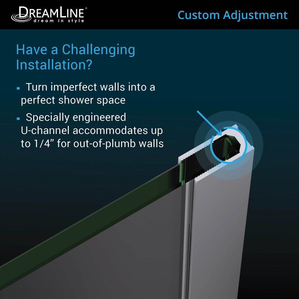 Prism Plus 40 in. x 72 in. Frameless Neo-Angle Hinged Shower Enclosure in Chrome