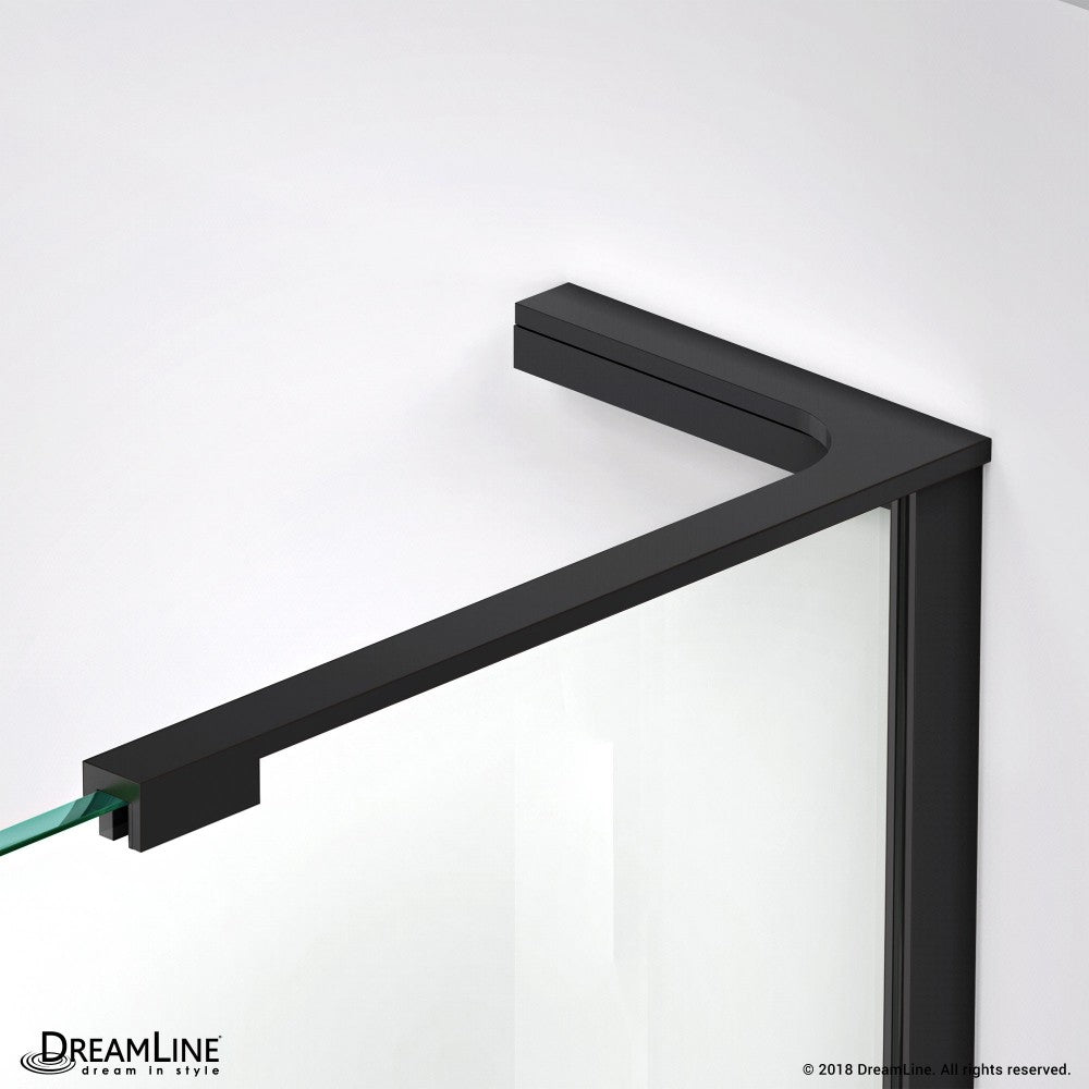 Prism Plus 40 in. x 72 in. Frameless Neo-Angle Hinged Shower Enclosure with Half Panel in Satin Black